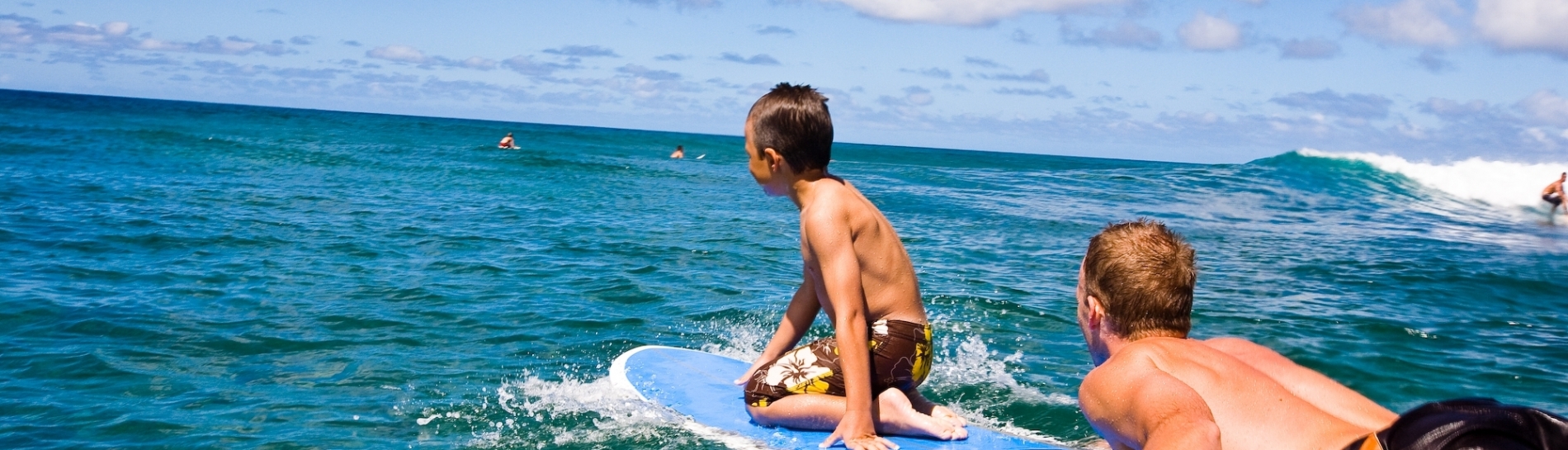 Hawaii vacation surfing boys